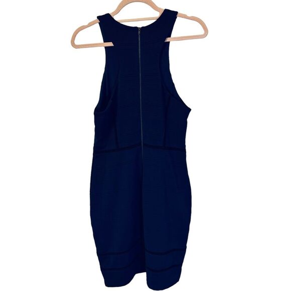 ADELYN RAE Navy Blue Black Lace Inset Racerback High Neck Bodycon Mini Dress M - Picture 9 of 9